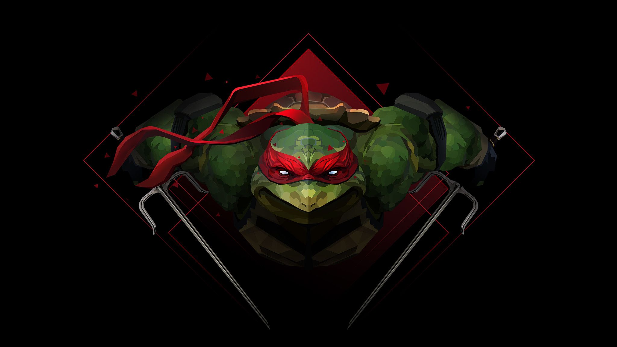Tartaruga Ninja minimalista rosso, 2048x1152 alta risoluzione, PC Desktop