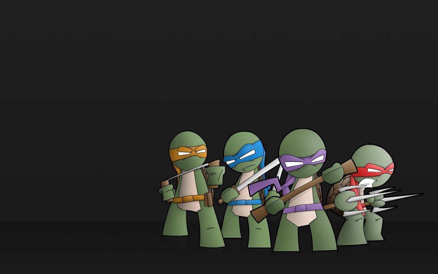 Tartarughe Ninja stilizzate sfondo nero, 1440x900 720p, Laptop