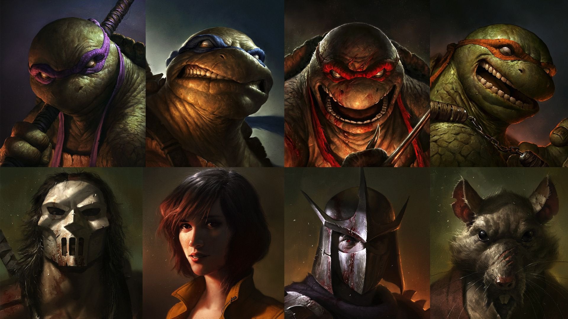 Tartarughe Ninja personaggi collage, 1920x1080 Full HD 1080p, PC