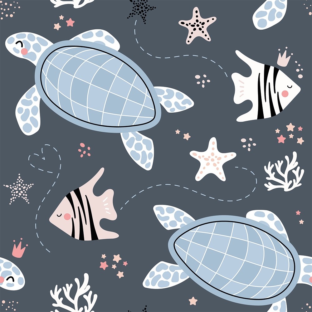 Tartarughe marine e pesci pattern, 1000x1000 HD, Desktop