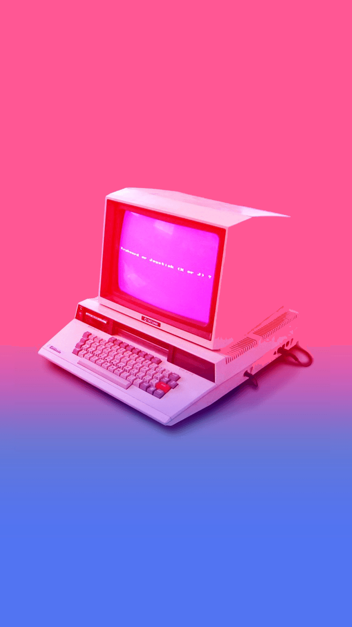 Computer retro rosa vintage, 720x1280 Verticale, Mobile