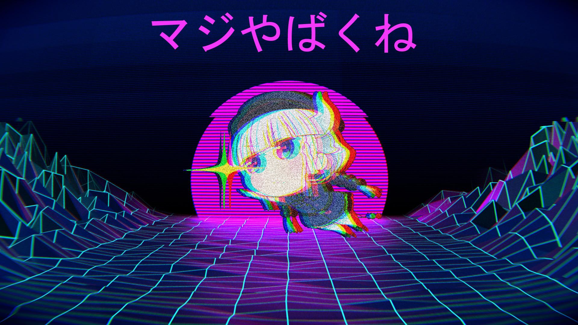 Kanna Kamui vaporwave, Dragon Maid, 1920x1080 Full HD 1080p, PC Desktop