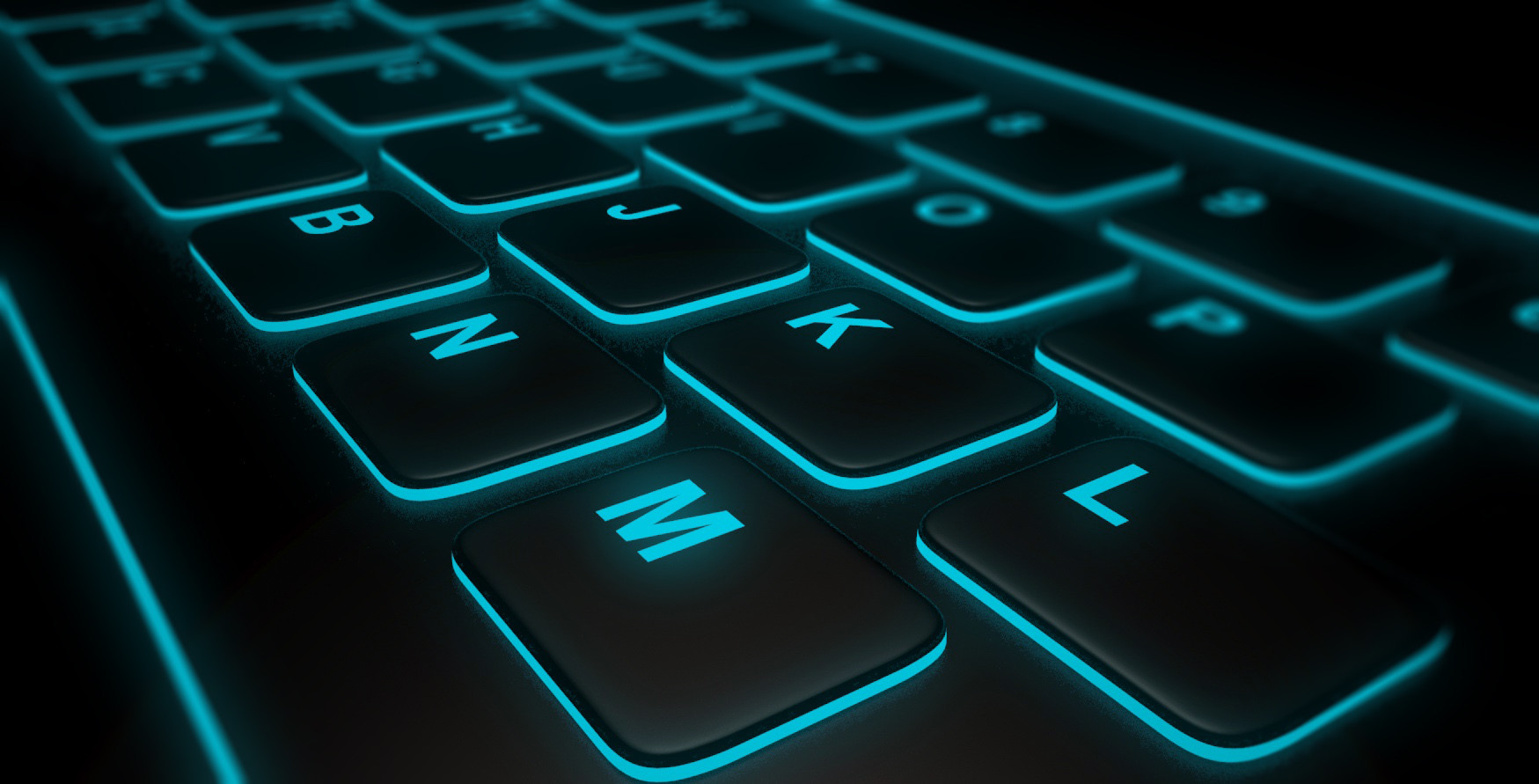 Tastiera retroilluminata neon blu, 1749x891 900p, PC Desktop