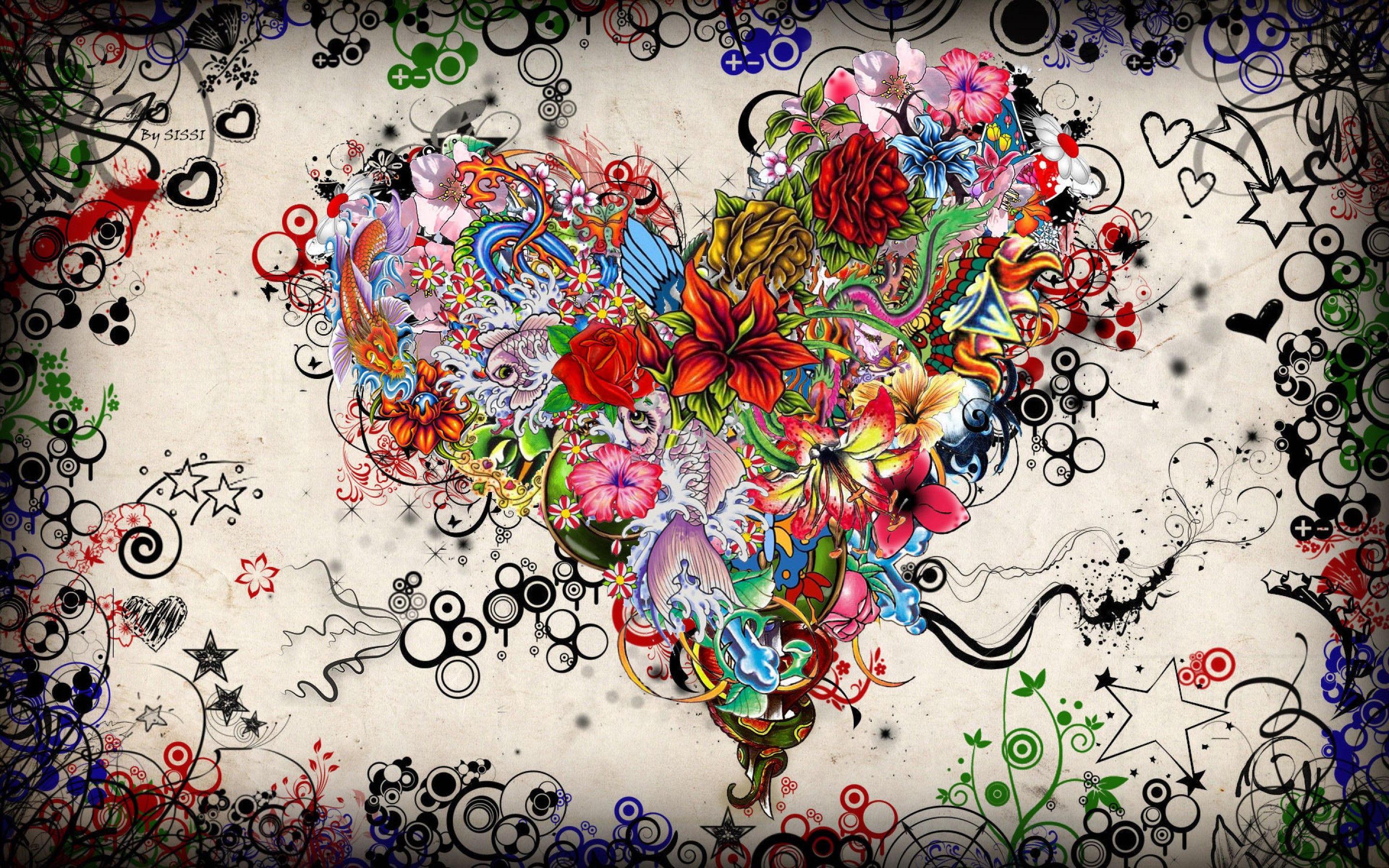 Cuore floreale tatuaggio colorato, 2880x1800 WQXGA, HP Laptop