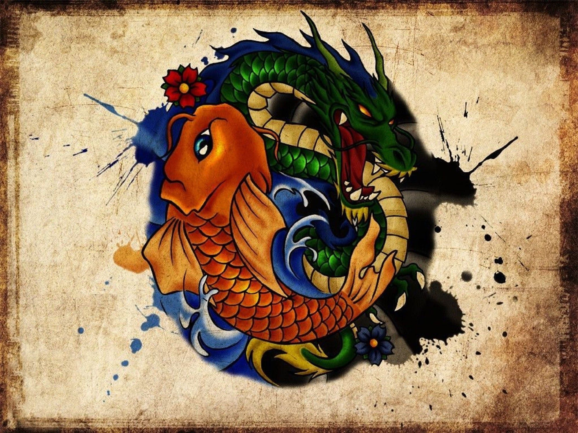 Tatuaggio drago e pesce koi, 1996x1497 WUXGA, MacBook Pro