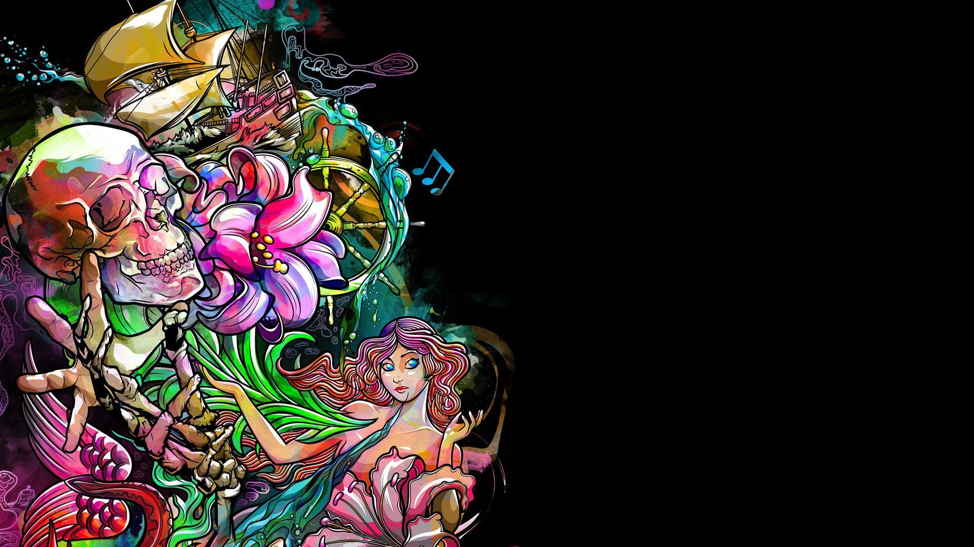 Tatuaggio sirena e teschio, 1920x1080 1080p, Dell XPS