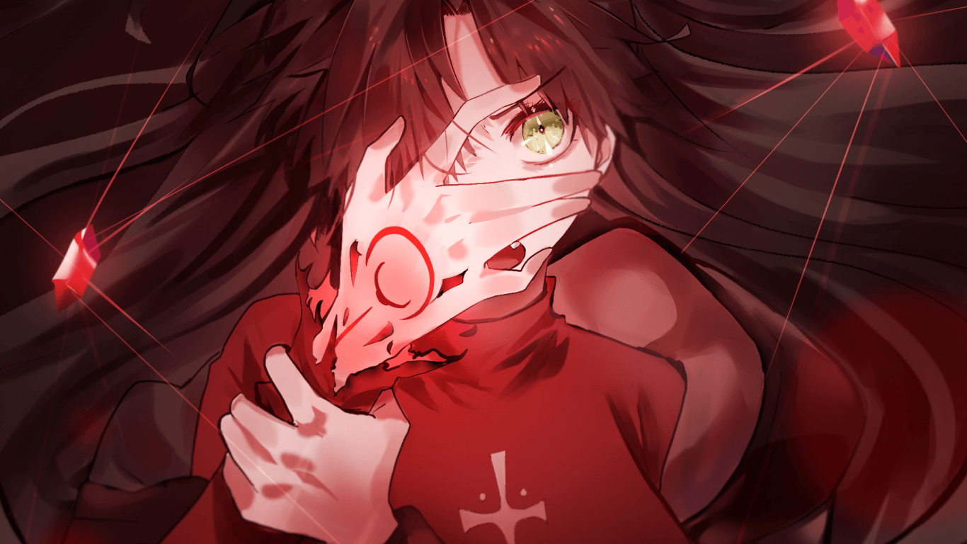 Tohsaka Rin, Fate Stay Night, 1366x768 720p, HP Laptop
