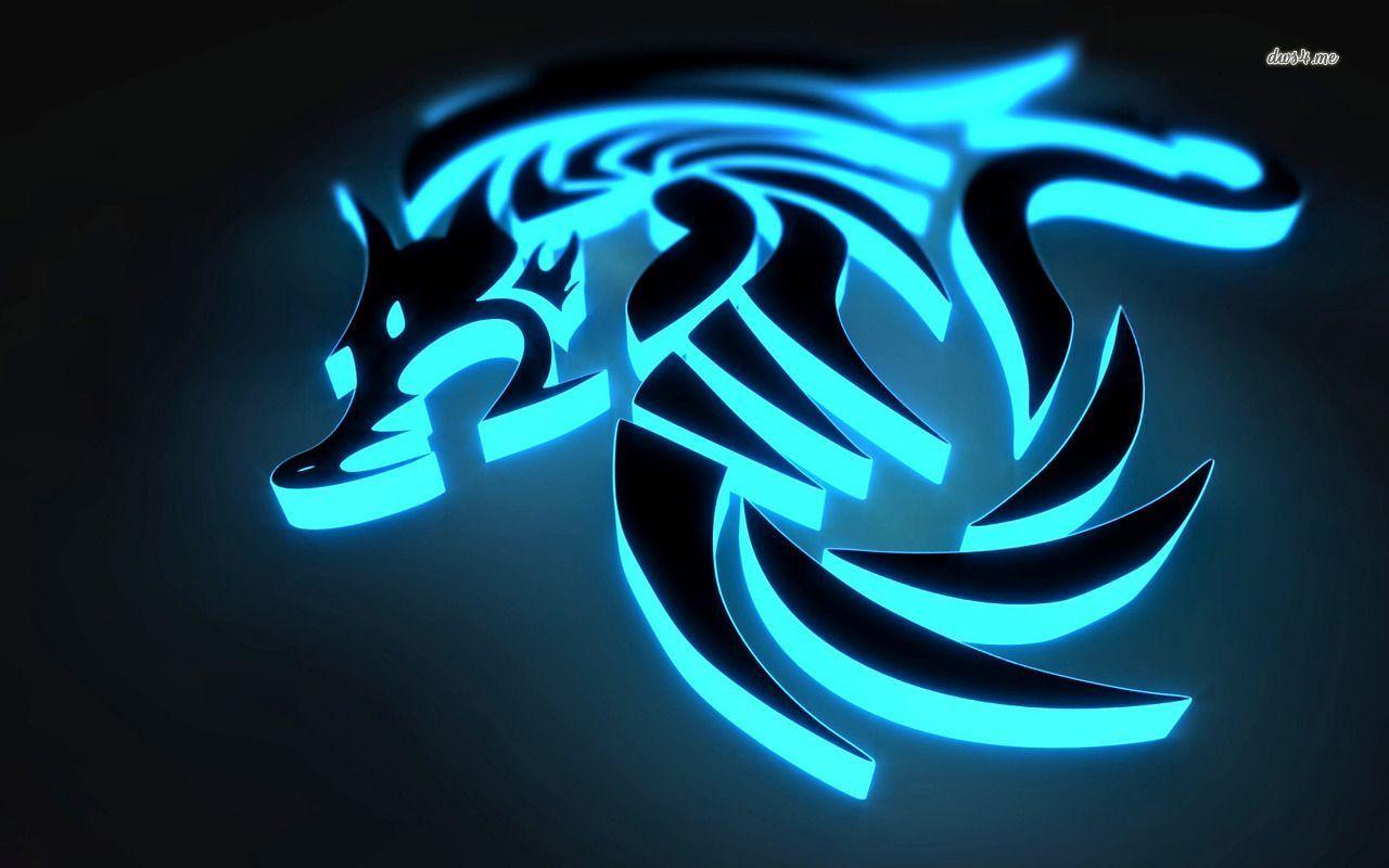 Lupo tribale luminoso blu, 1280x800 720p, Dell XPS