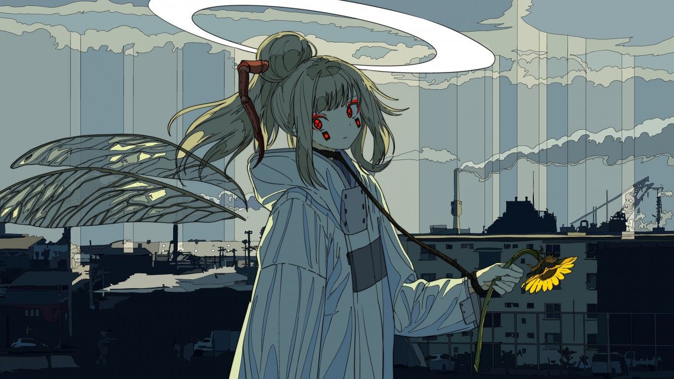 Ragazza anime angelo tatuaggio, 1366x768 720p, ROG Asus Laptop