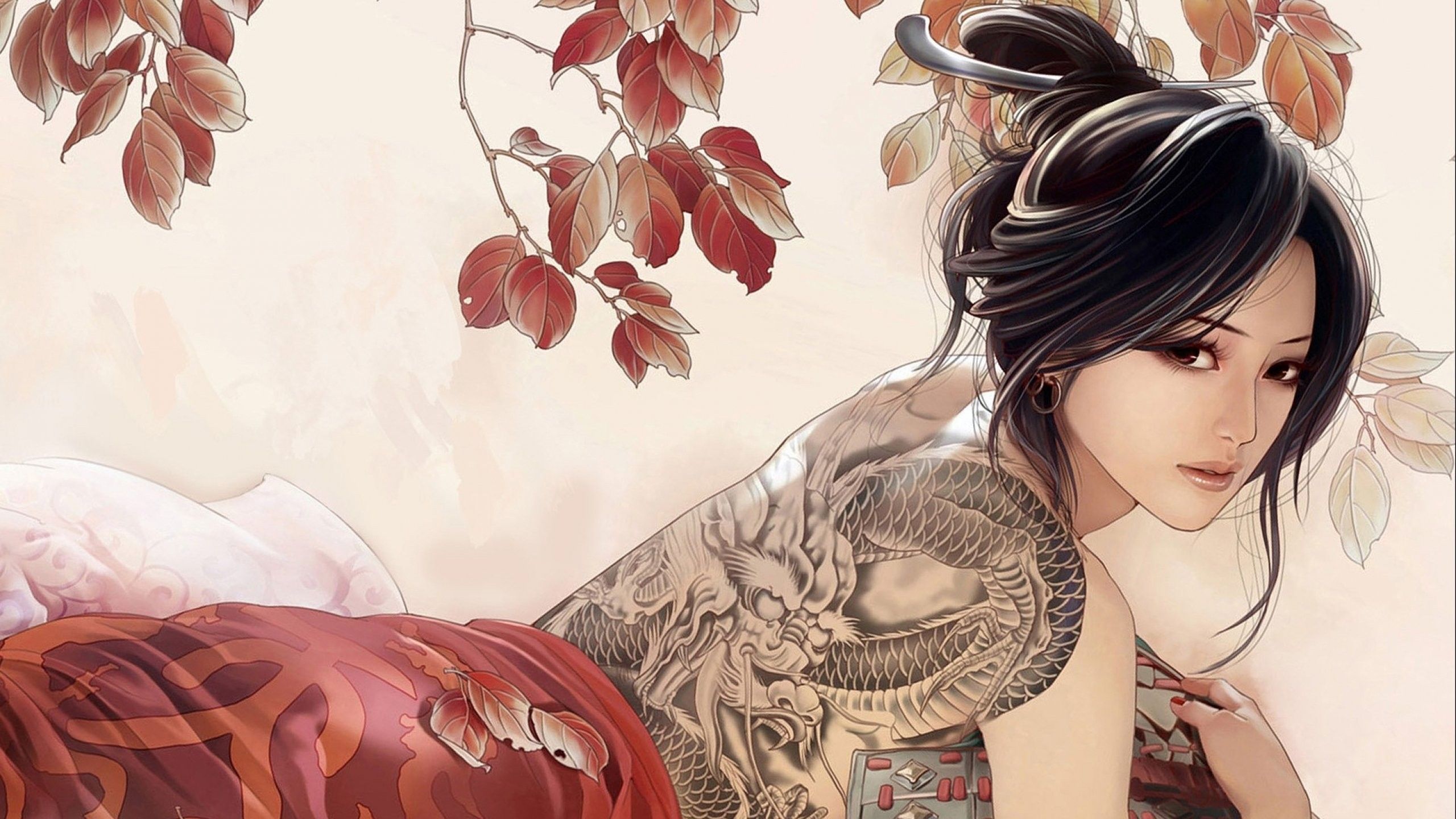 Donna con tatuaggio drago, 2560x1440 1440p, Laptop
