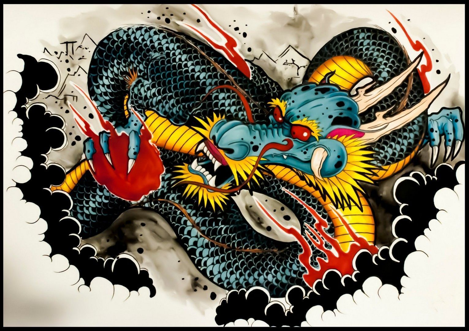 Drago giapponese tatuaggio colorato, 1531x1080 HD, Desktop
