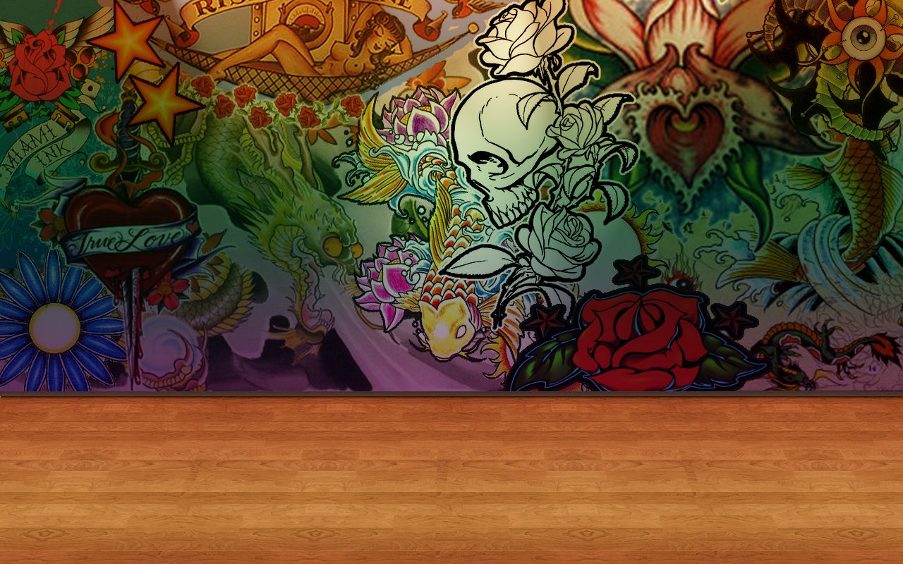 Murale tatuaggi tradizionali colorati, 1280x800 HD, Desktop