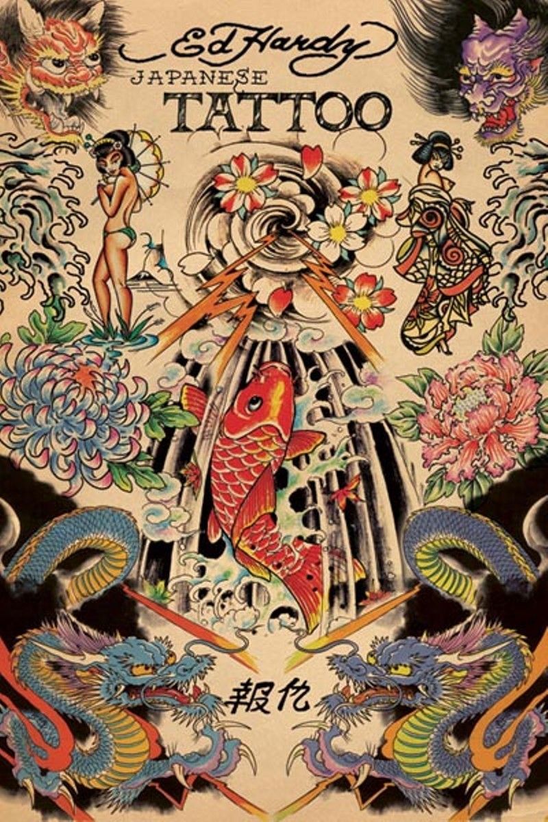 Poster Ed Hardy tatuaggi giapponesi, 800x1200 Verticale, Mobile