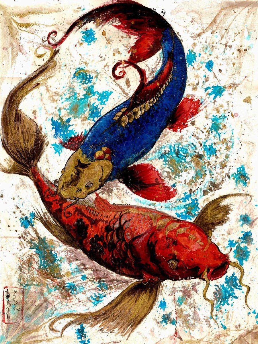 Tatuaggio pesci koi giapponesi, 900x1200 Verticale, Mobile