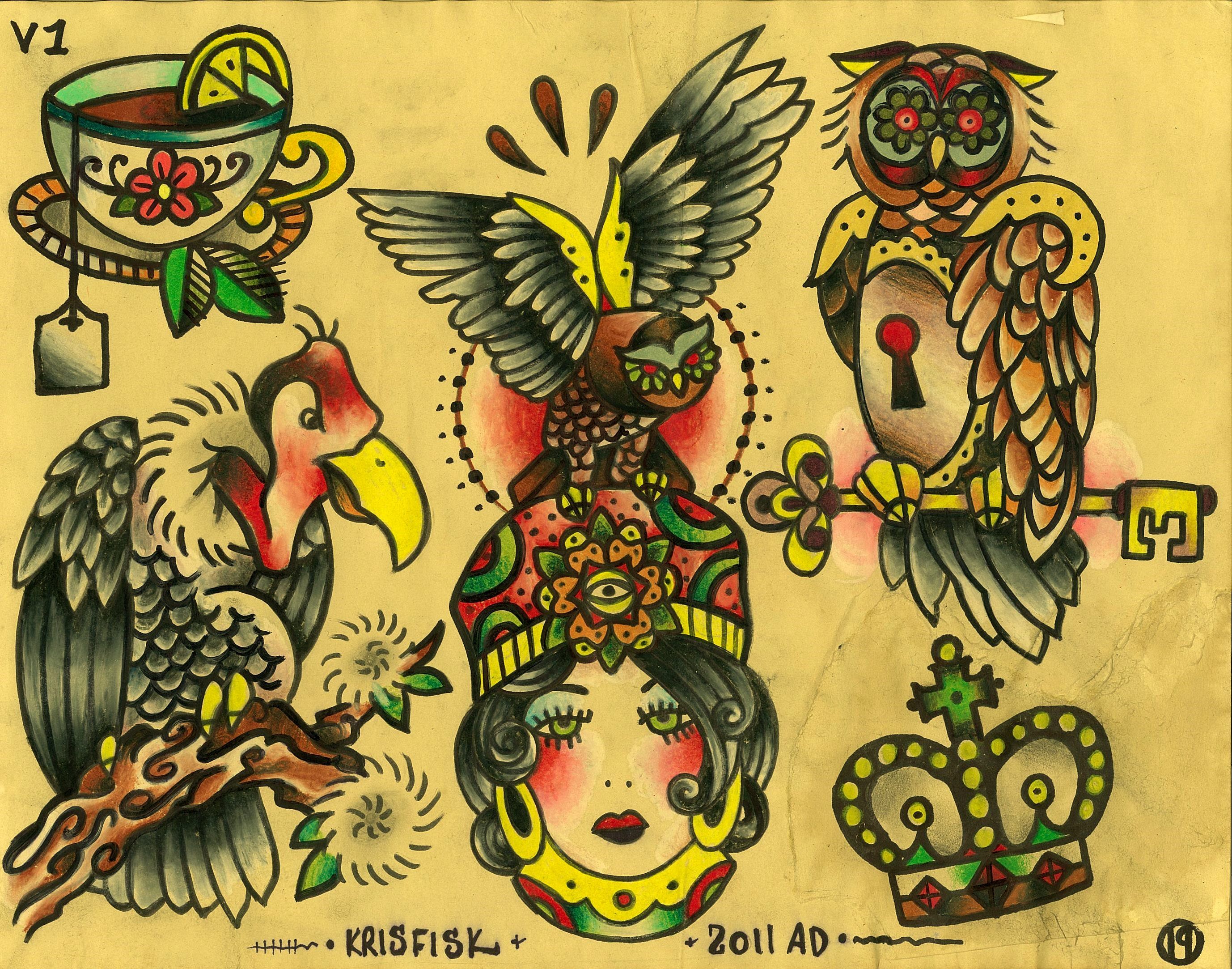Tatuaggi tradizionali uccelli gufo, 2755x2166 2K+, Laptop