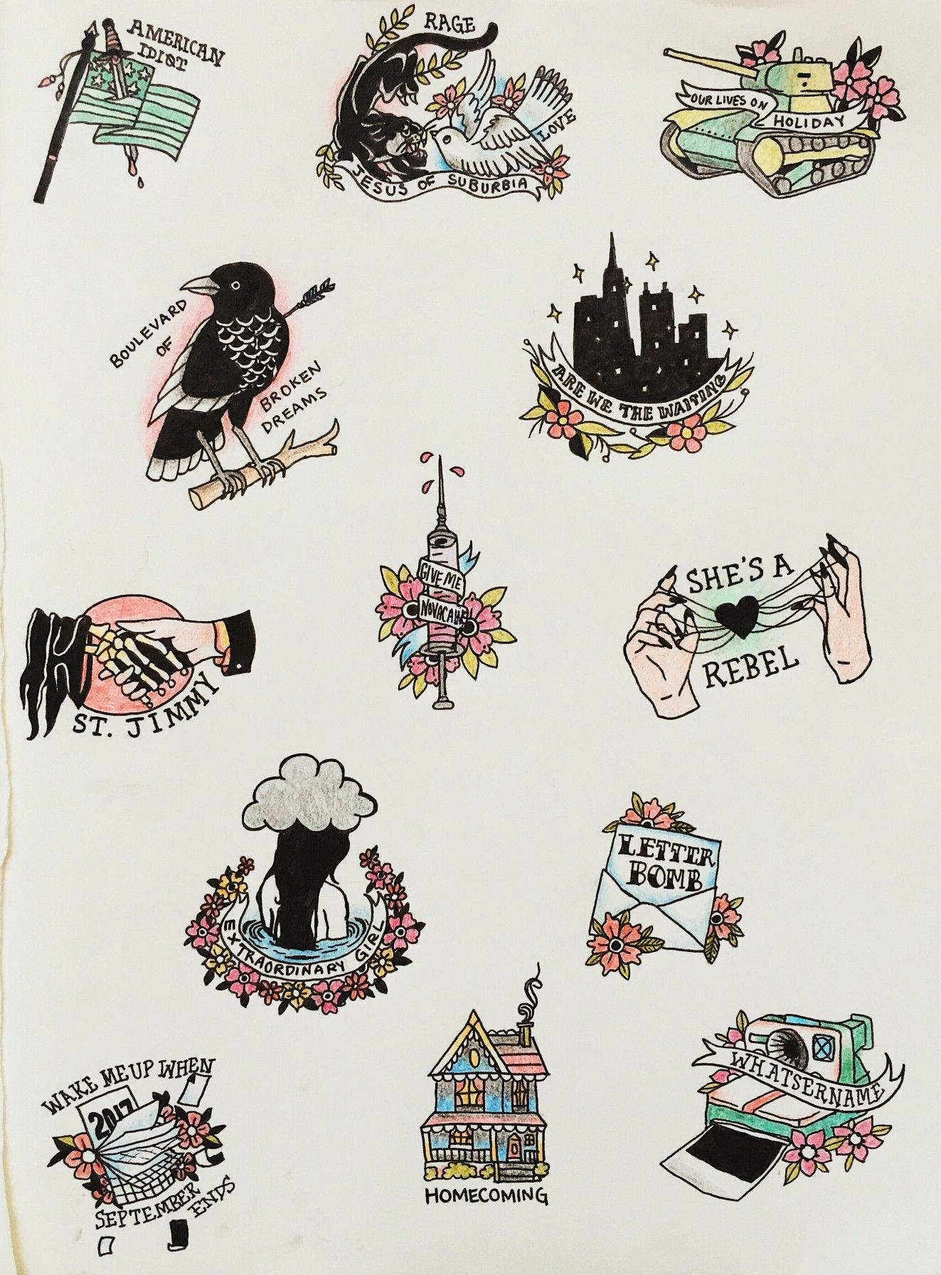 Foglio tatuaggi tradizionali disegni, 1323x1792 Verticale, Mobile