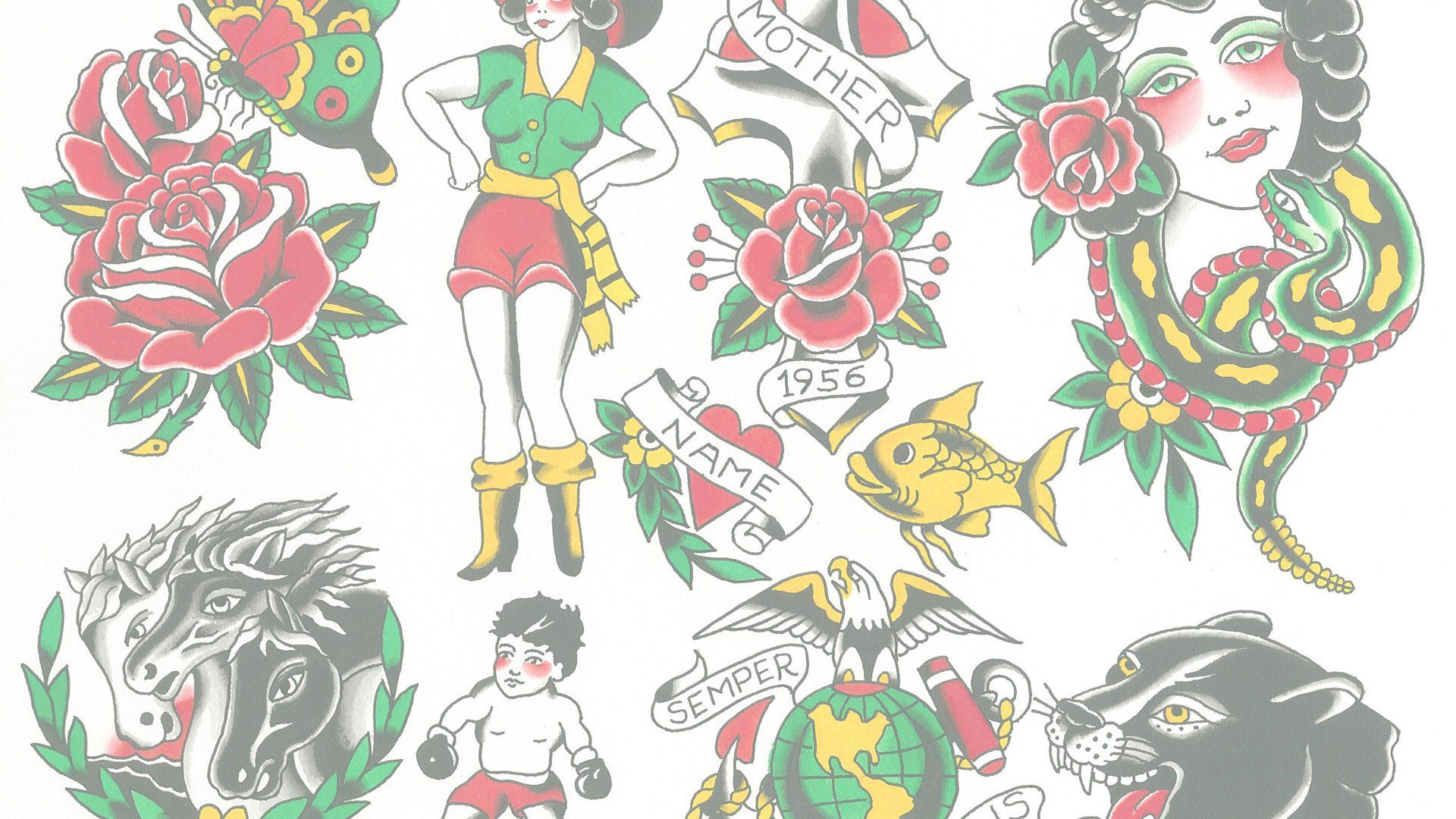 Tatuaggi tradizionali old school, 1920x1080 Full HD 1080p, Desktop