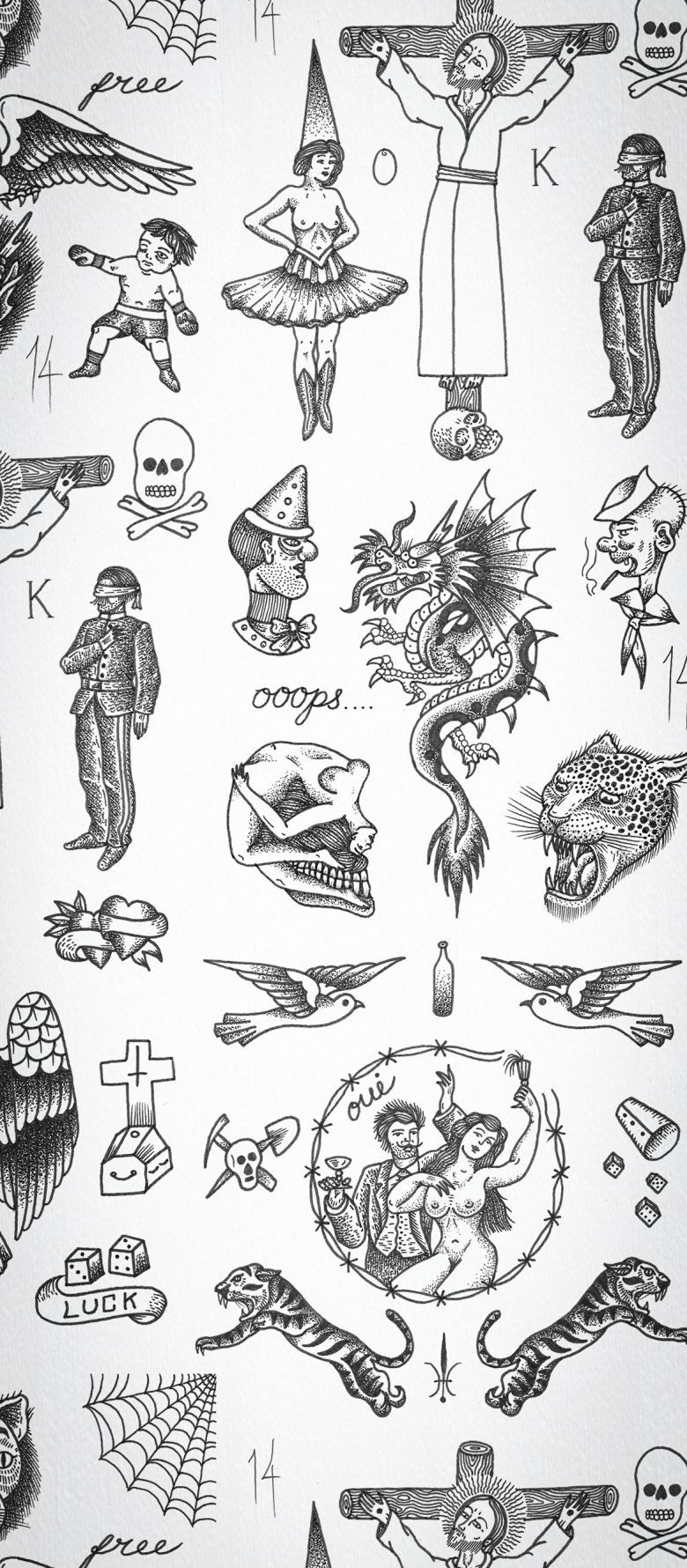 Foglio disegni tatuaggi tradizionali, 780x1780 Verticale, Xiaomi