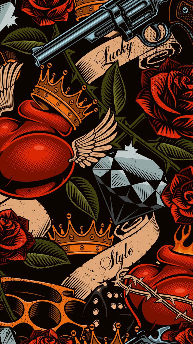 Cuori tatuaggi corone rose, 675x1200 Full HD Verticale, iPhone