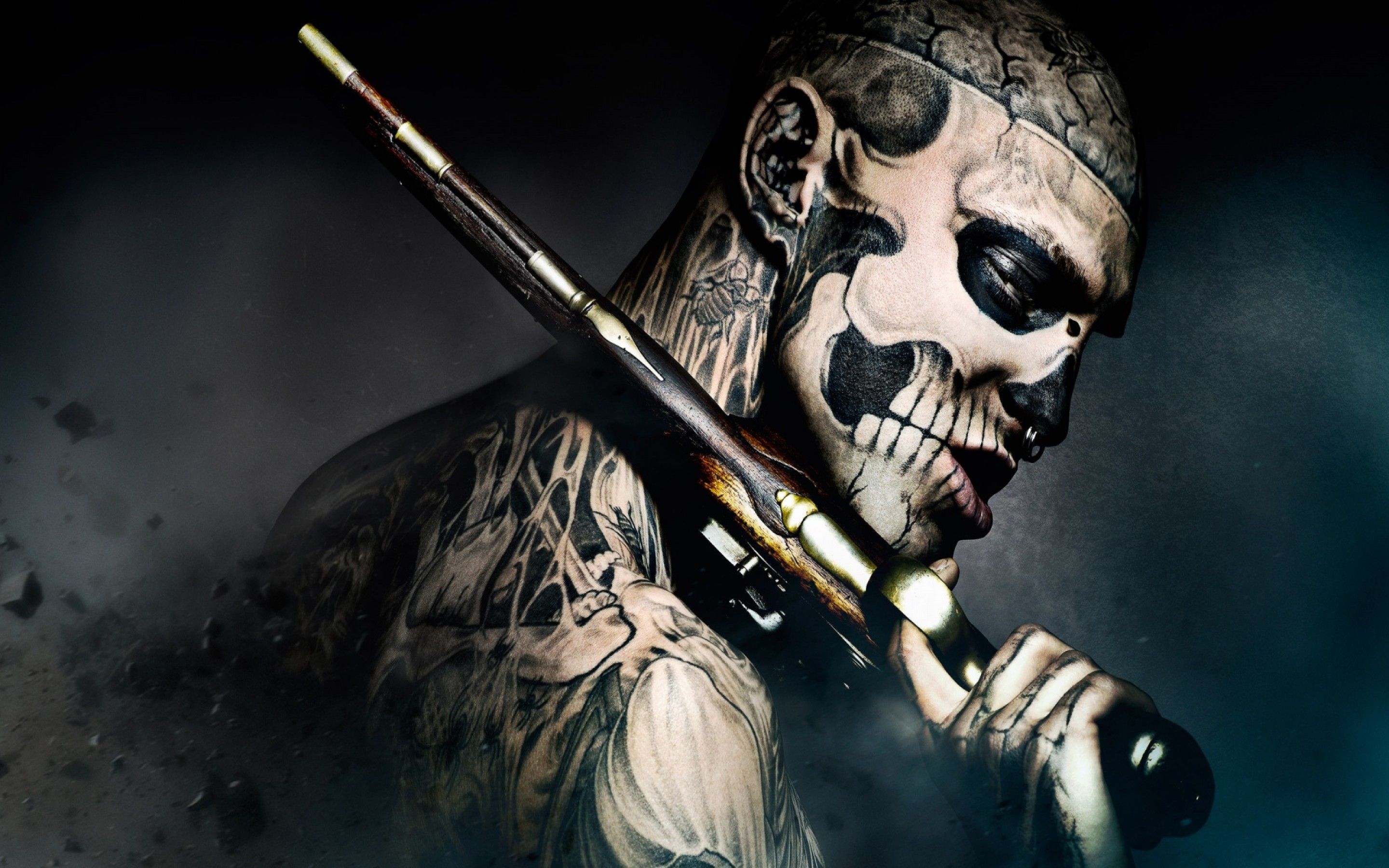 Uomo tatuato viso teschio, 2880x1800 2K, Desktop