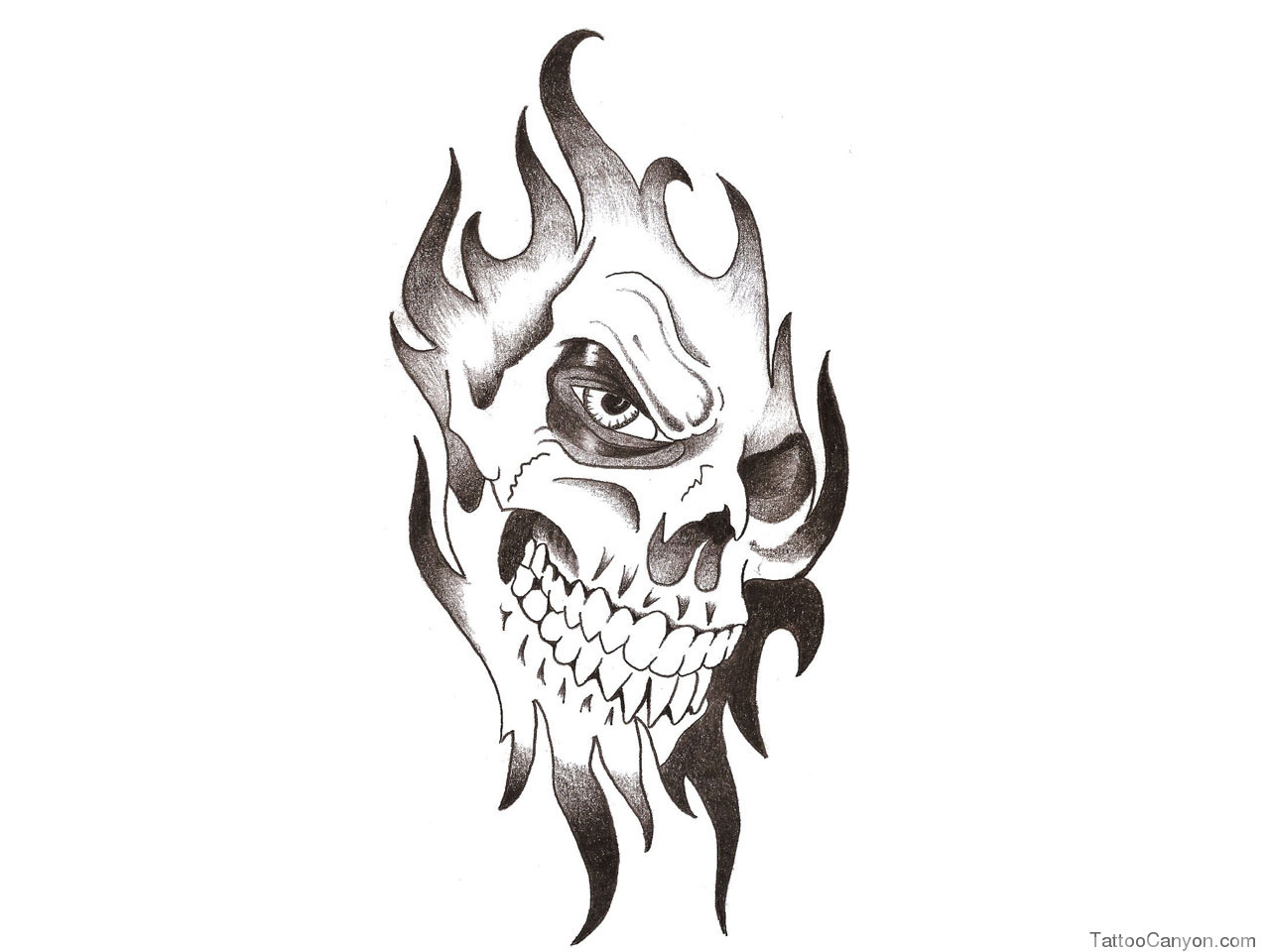 Teschio tribale con fiamme, 1280x960 HD, Desktop