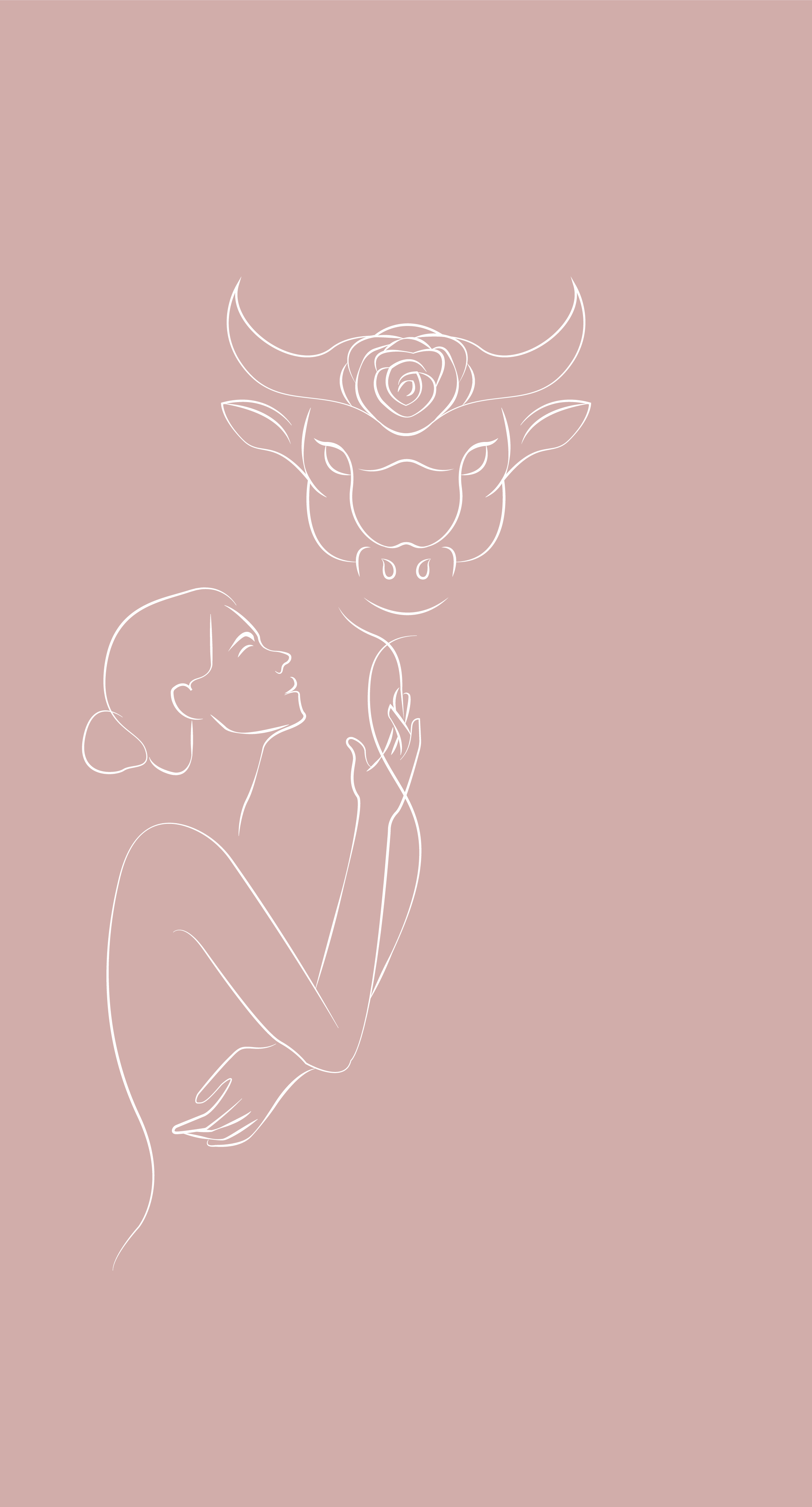 Donna e toro line art, 2220x4119 Verticale, Telefono