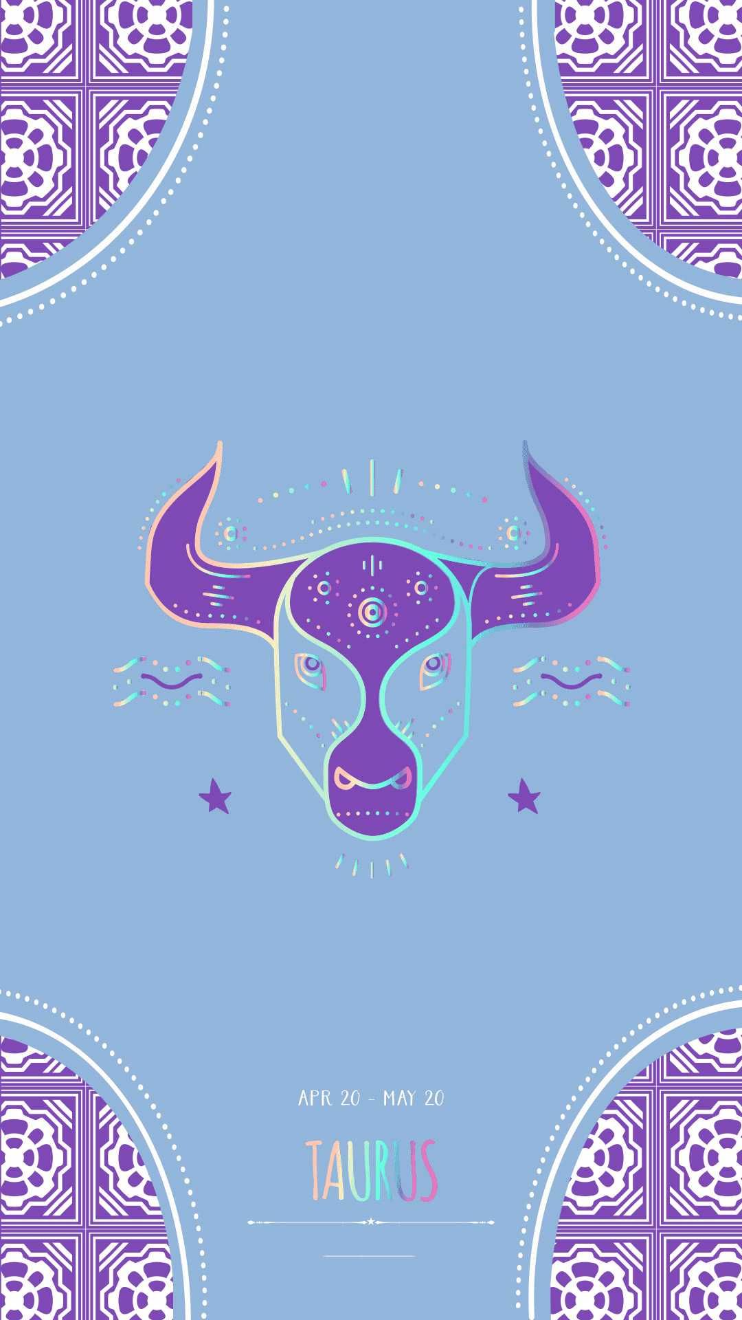 Simbolo zodiacale Toro viola, 1080x1920 Verticale, Samsung Galaxy