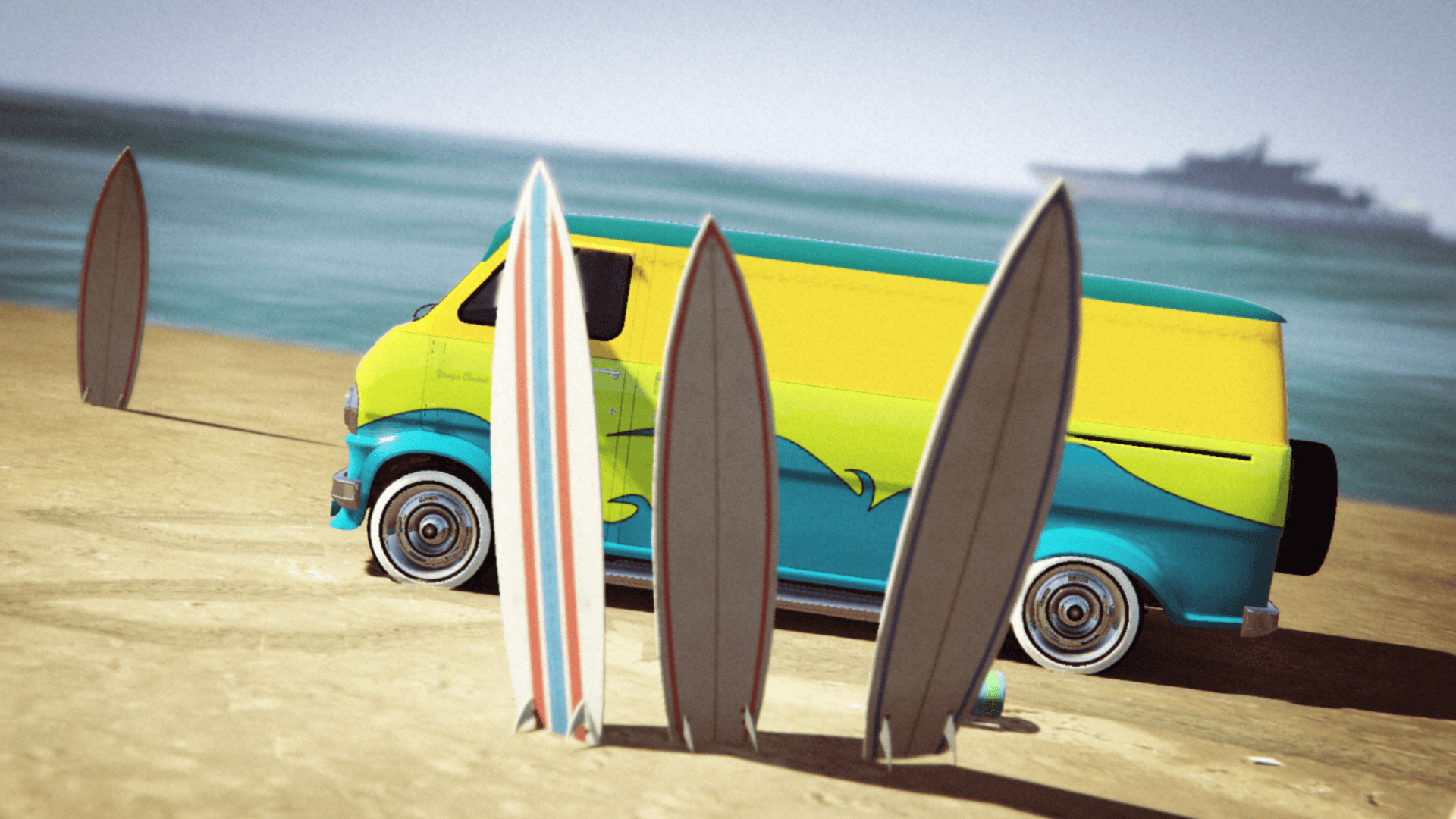 Furgone GTA V con tavole surf, Rockstar Games, 1920x1080 Full HD 1080p, Laptop