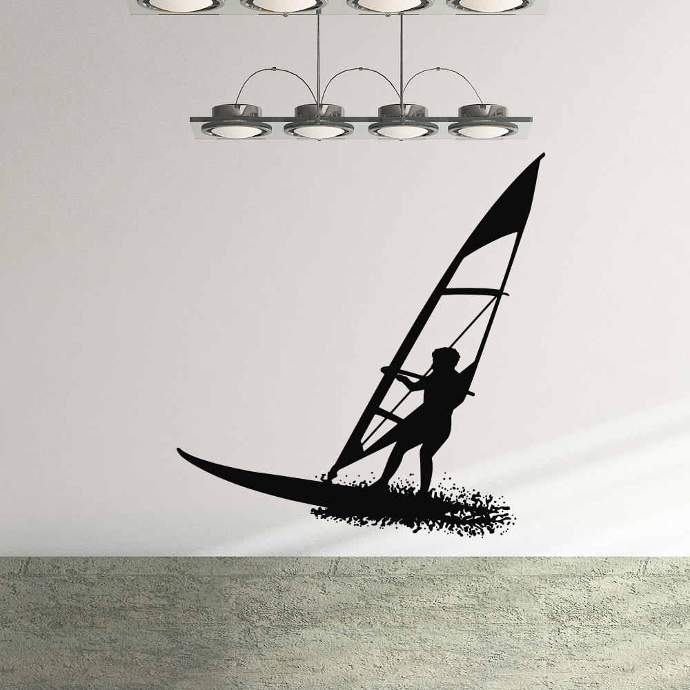Silhouette windsurfer adesivo da parete, 1000x1000 HD, PC