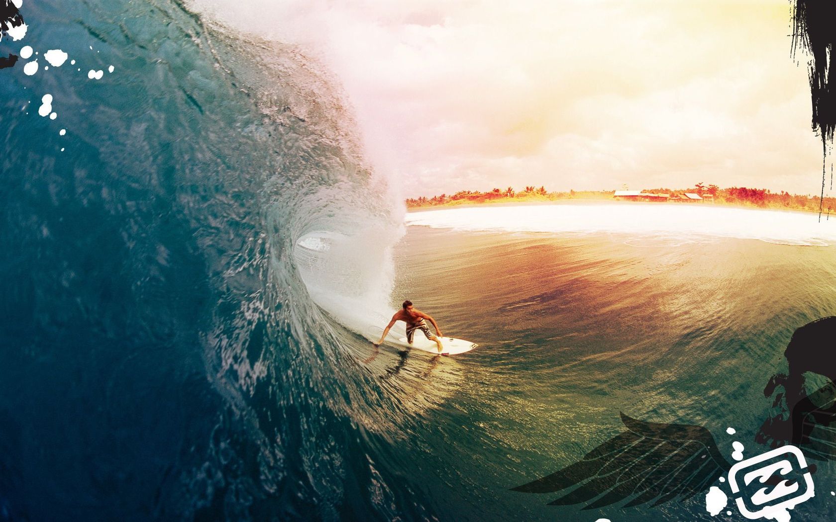 Surfista dentro grande onda, 1680x1050 HD Ready, Desktop
