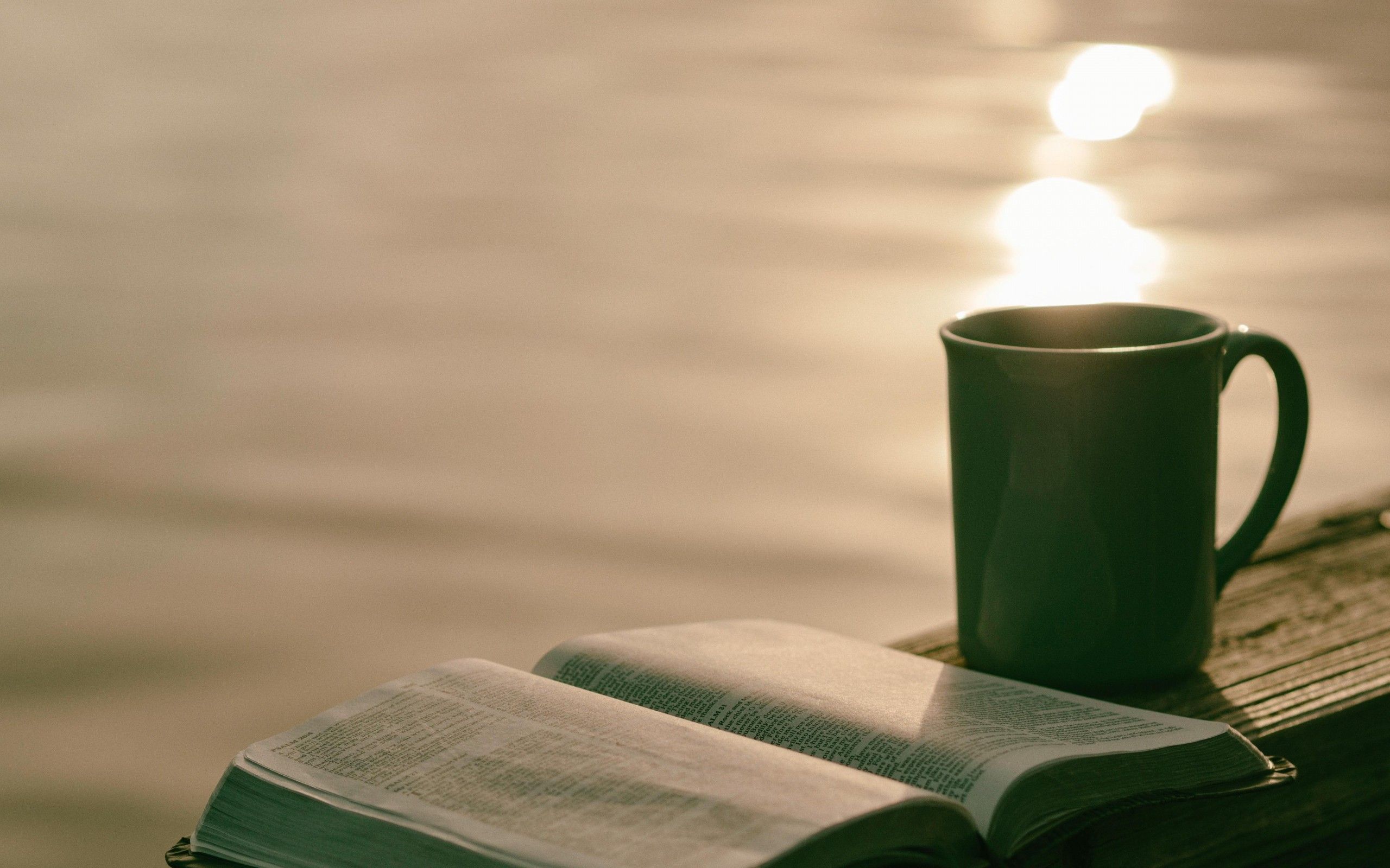 Tazza di tè con libro aperto, 2560x1600 2K, Desktop