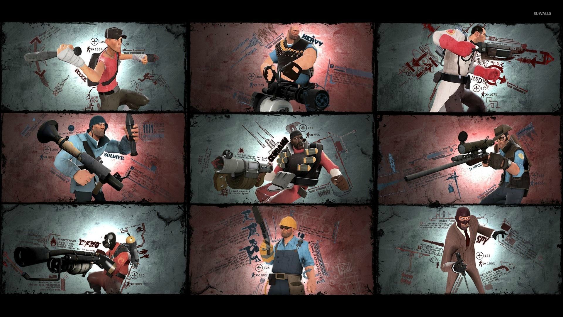 Personaggi Team Fortress 2 griglia, 1920x1080 Full HD, PC Desktop