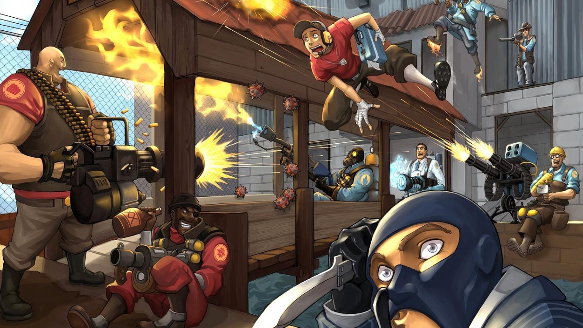 Personaggi Team Fortress 2 in battaglia, 1920x1080 Full HD, PC