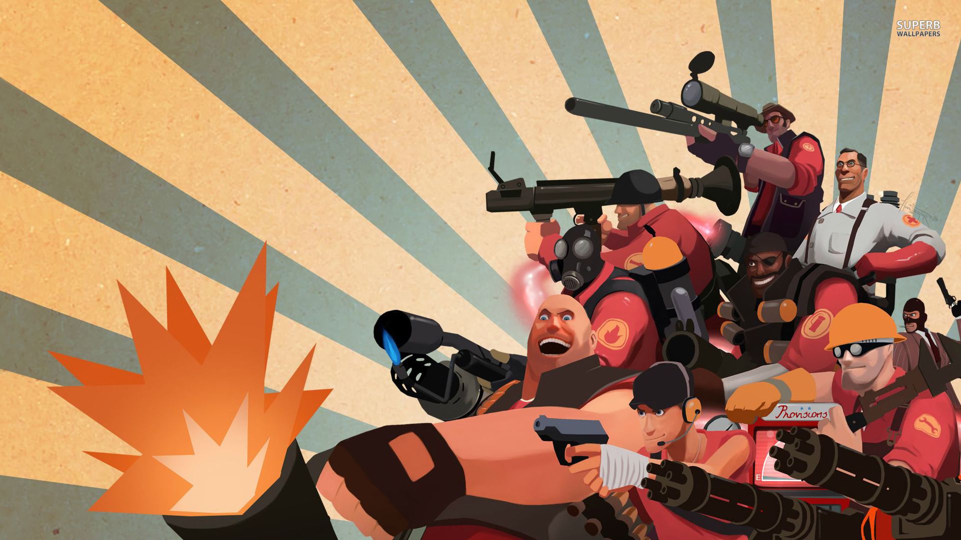 Personaggi Team Fortress 2 armati, 1920x1080 Full HD, Monitor Gaming