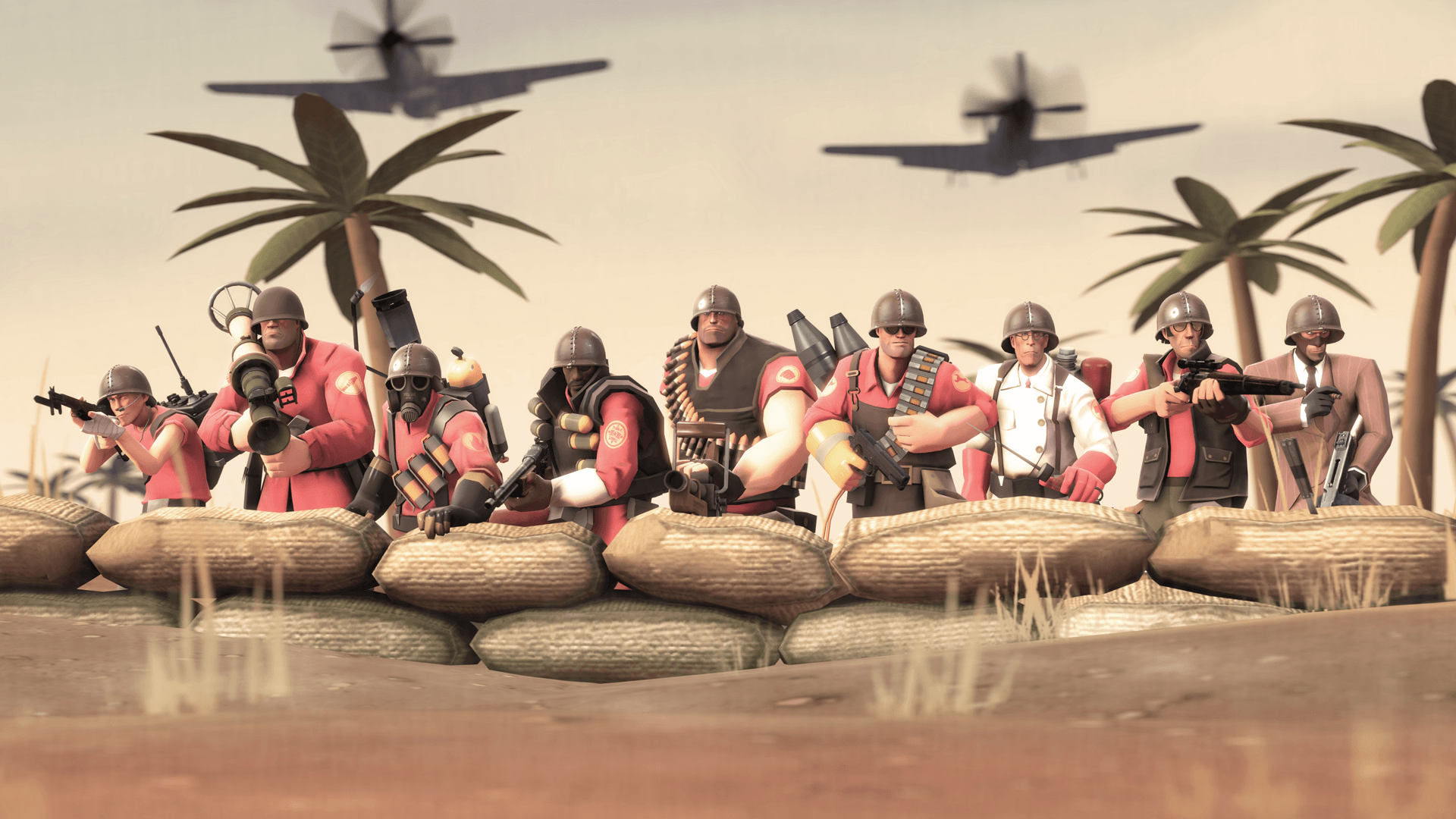 Team Fortress 2 personaggi spiaggia, 1920x1080 1080p, PC