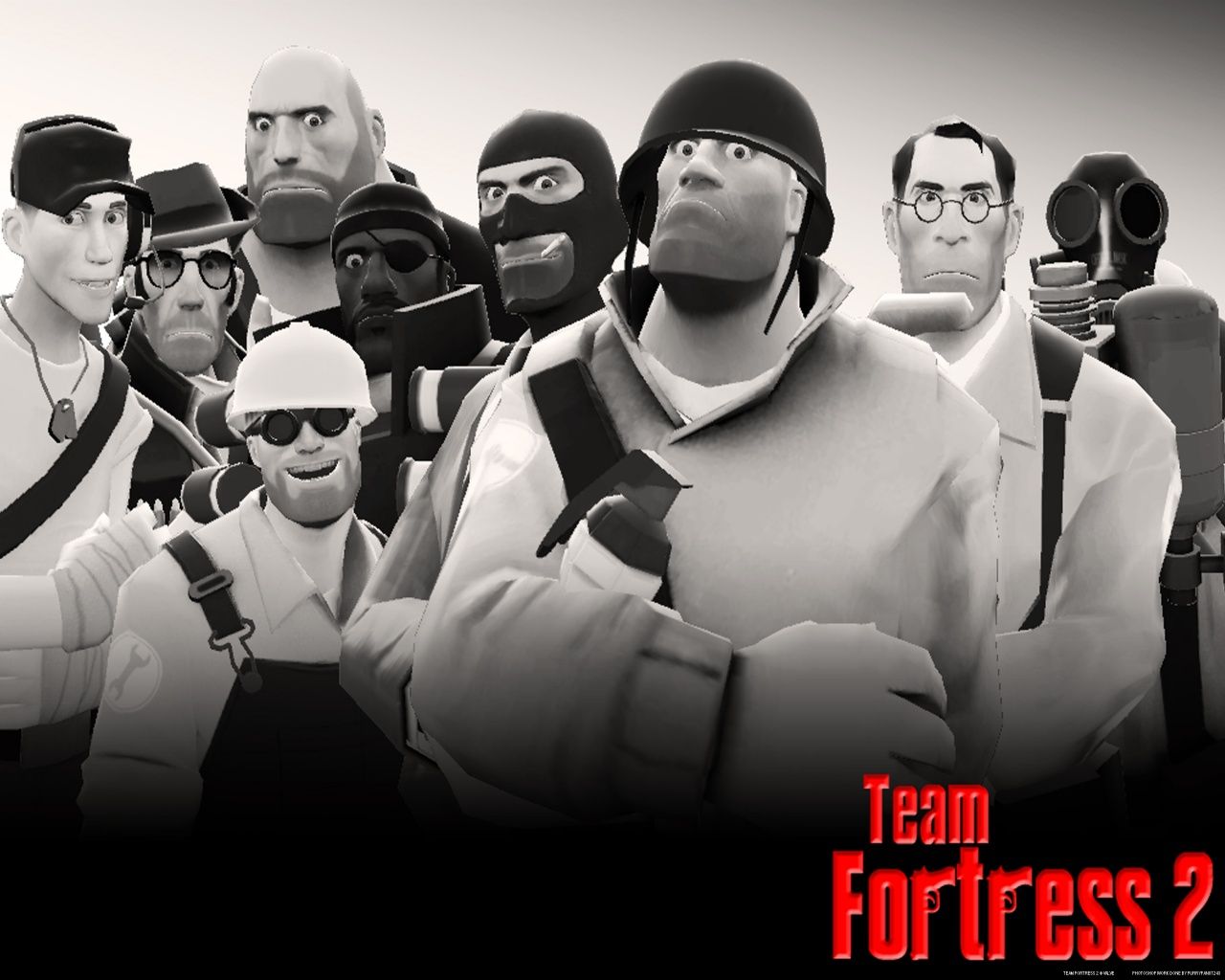 Team Fortress 2 personaggi bianco nero, 1280x1024 HD, PC Desktop