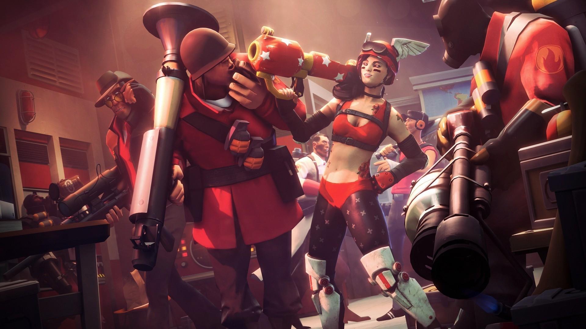 Personaggi Team Fortress 2 rossi, sparatutto, 1920x1080 Full HD, PC Desktop