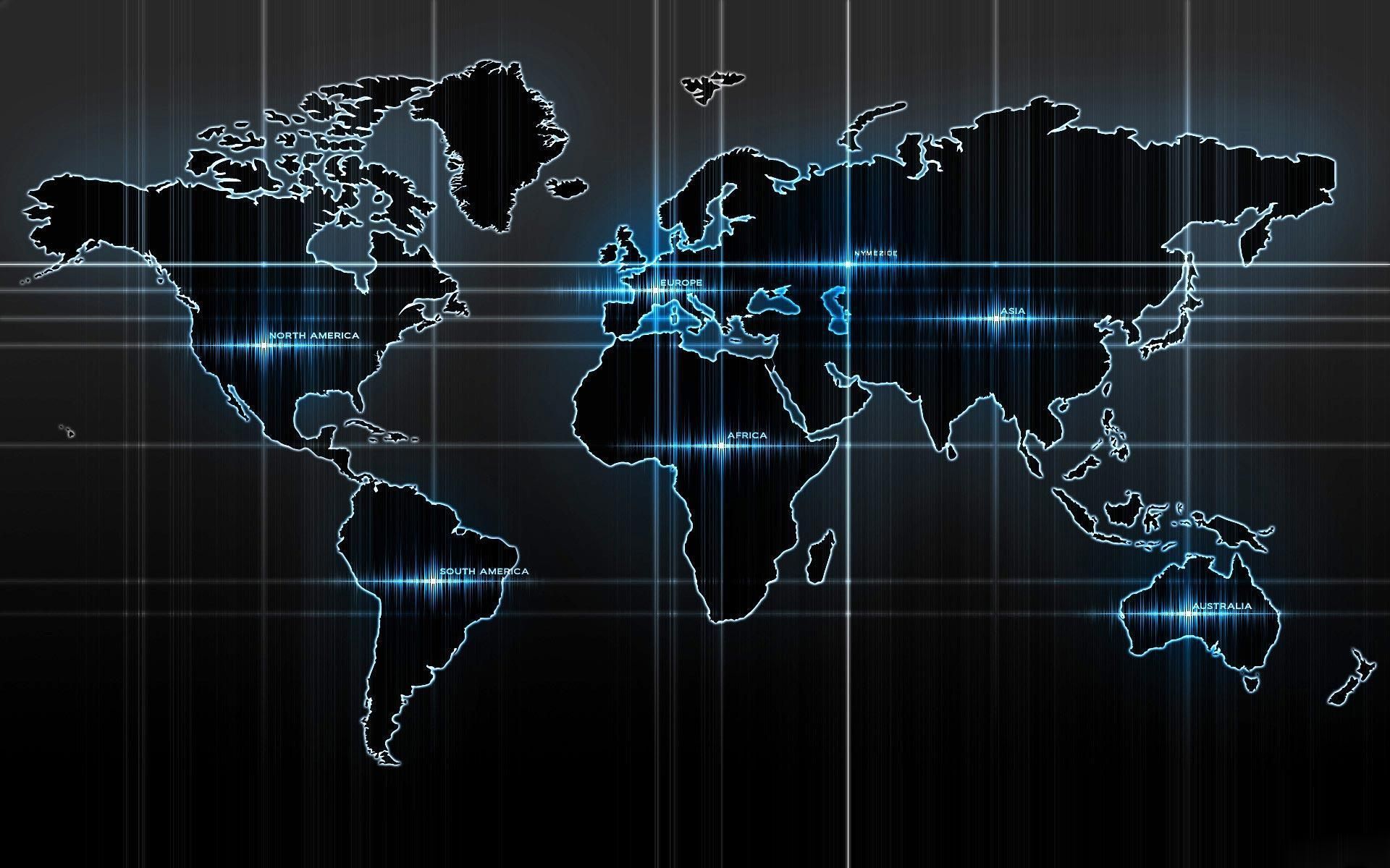 Mappa del mondo digitale blu, 1920x1200 WUXGA, Desktop