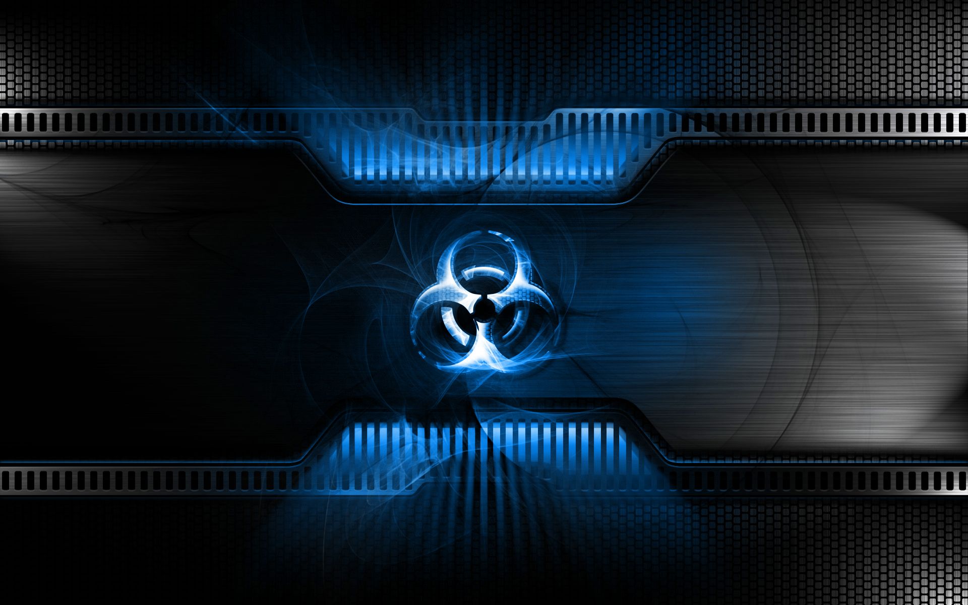 Simbolo biohazard blu tecnologico, 1920x1200 Full HD+, Desktop