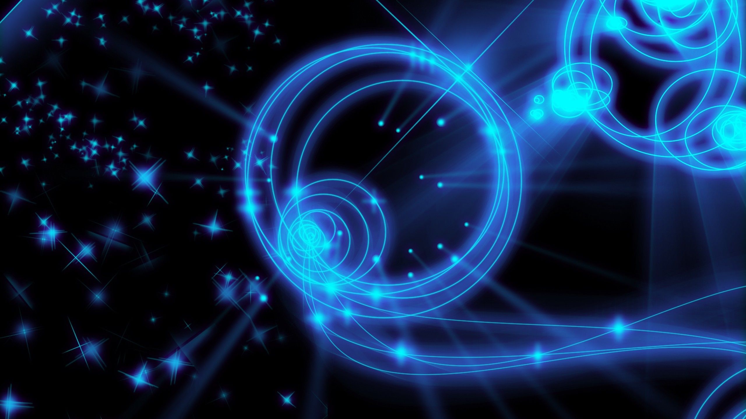 Cerchi luminosi blu astratti, 2560x1440 2K QHD, PC