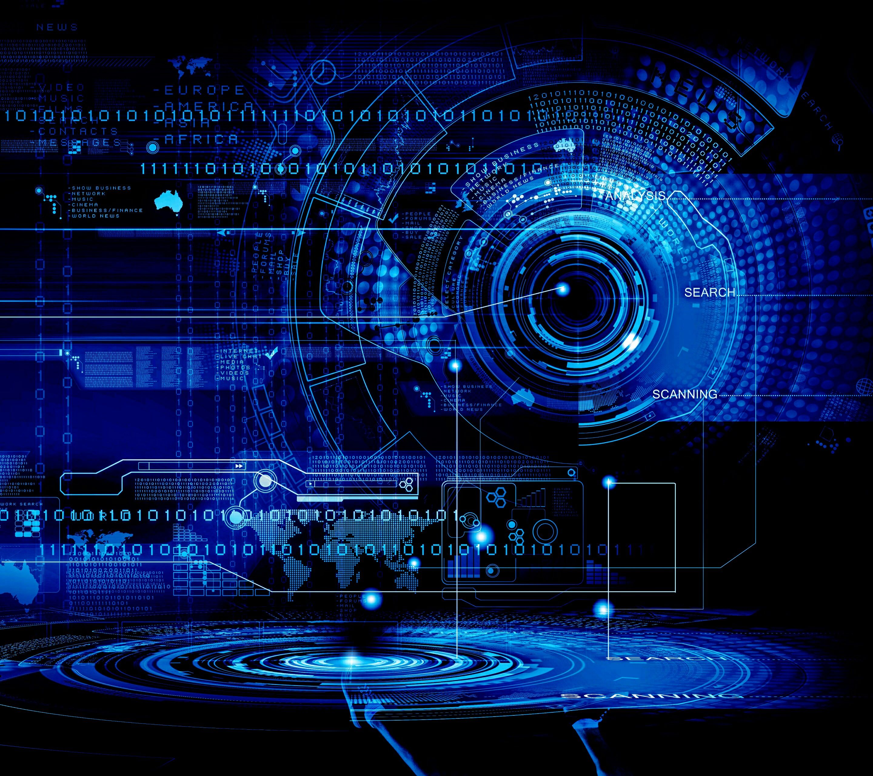 Interfaccia tecnologica blu digitale, 2880x2560 2K+, Laptop