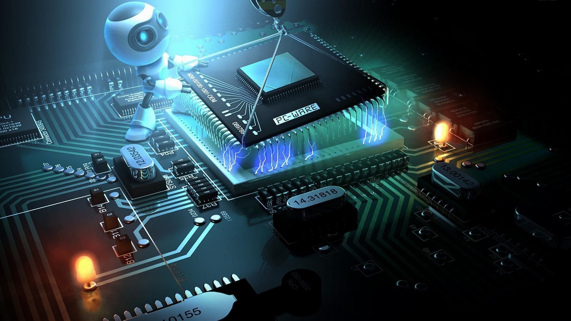 Robot ripara microchip circuito, 1920x1080 Full HD, PC Desktop