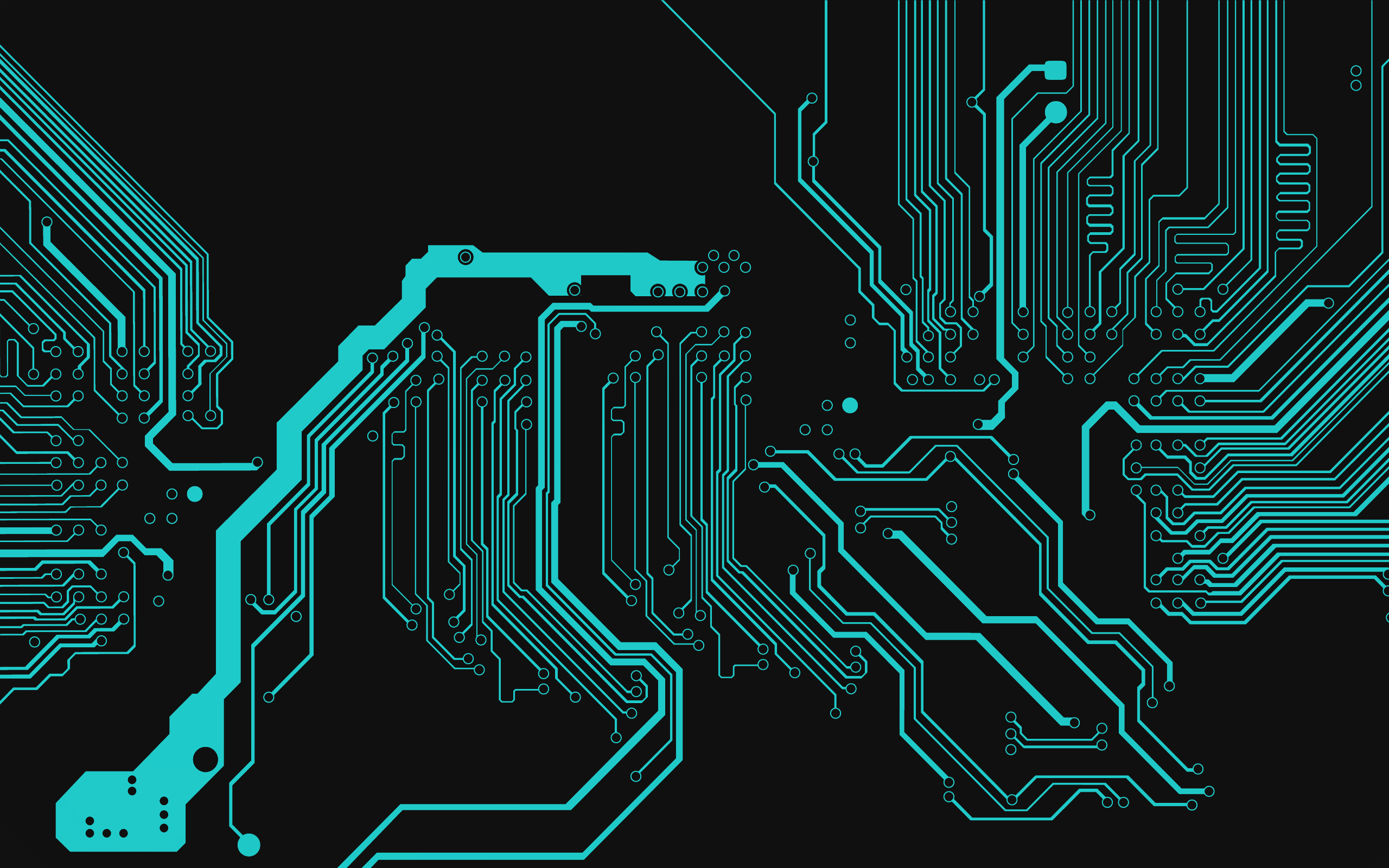 Circuito elettronico turchese nero, 2560x1600 2K, Laptop