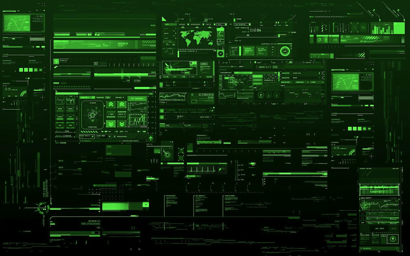 Interfaccia digitale verde HUD, 1440x900 HD, Desktop