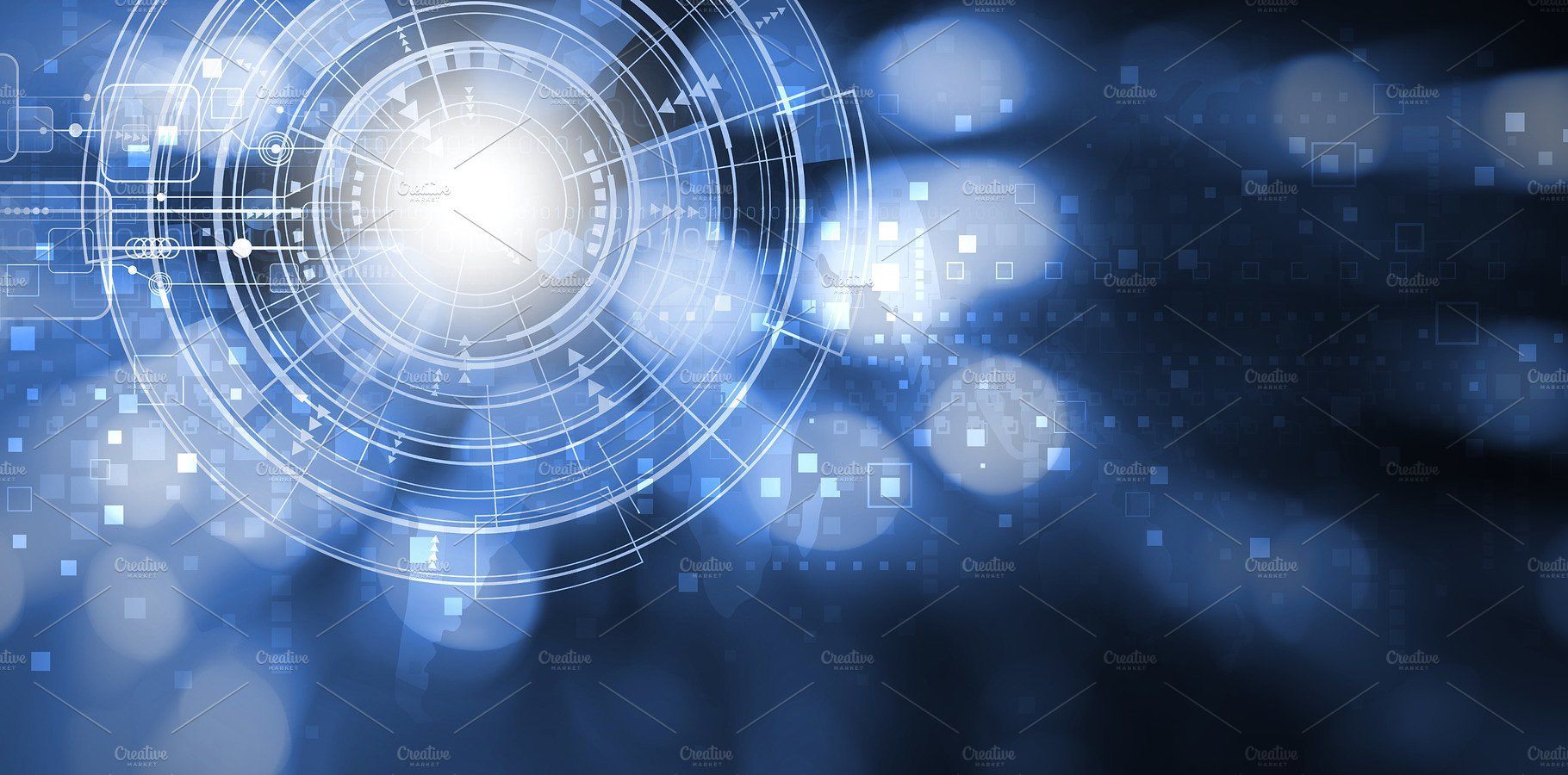 Cerchi tecnologici digitali blu, 1820x900 HD Ready, PC Desktop