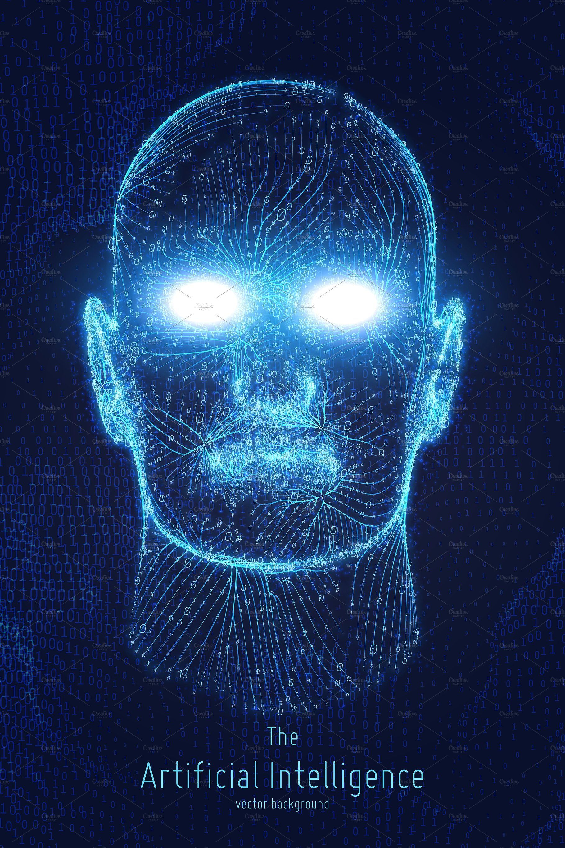 Volto intelligenza artificiale blu, 1820x2730 Verticale, Mobile