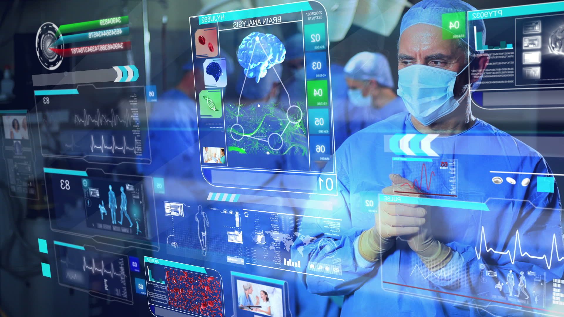 Chirurgo con interfaccia digitale medica, 1920x1080 Full HD 1080p, Laptop