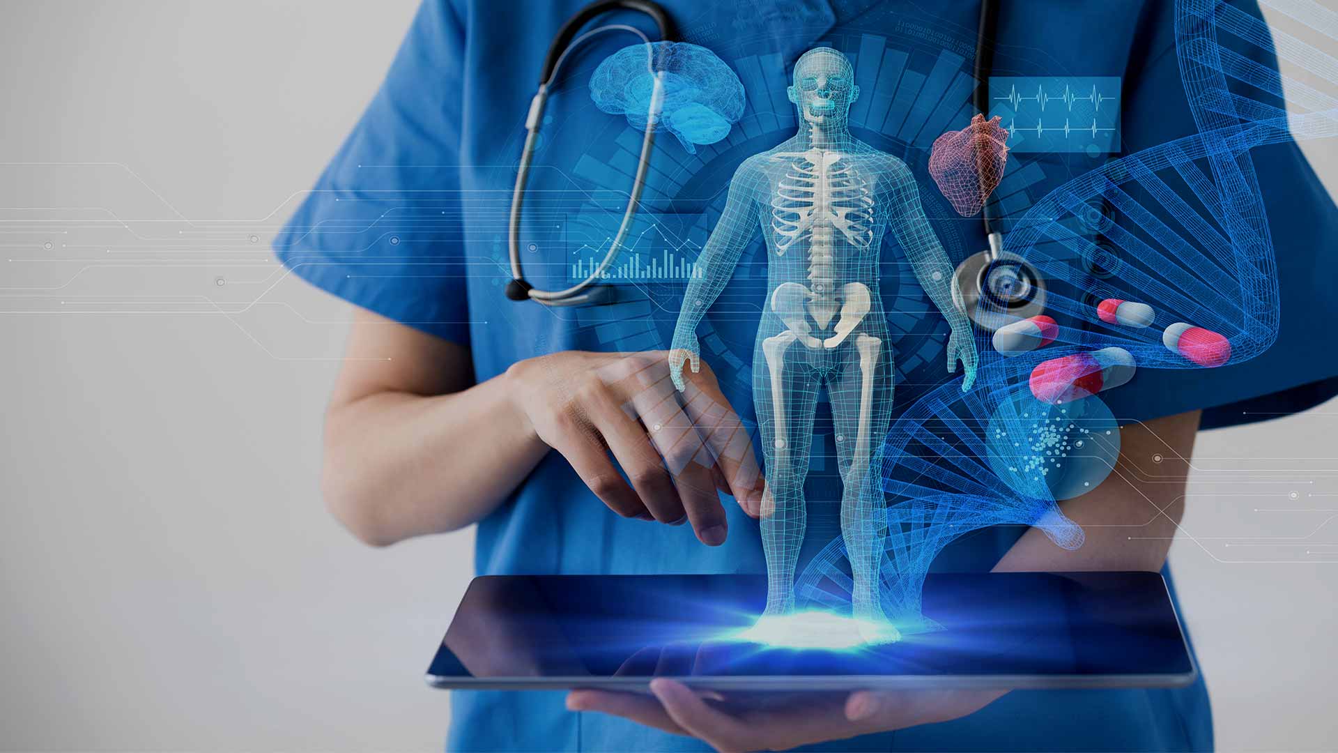 Ologramma medico corpo umano, 1920x1080 Full HD, Desktop