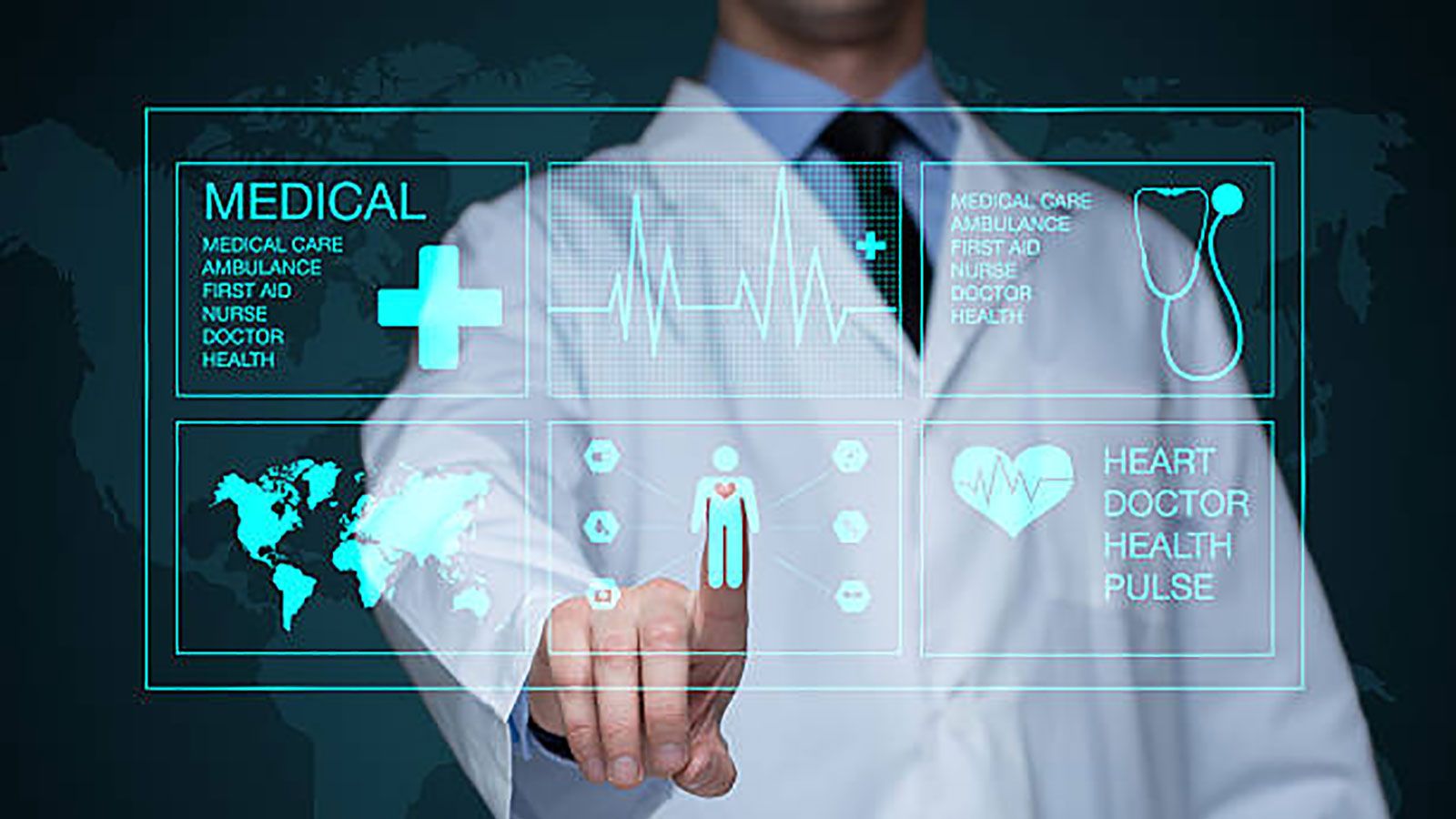 Medico con interfaccia digitale medica, 1600x900 HD, PC Desktop