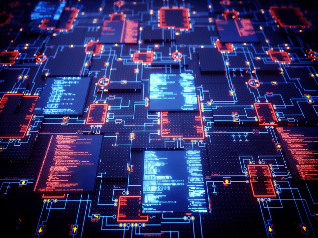 Circuiti digitali con codice luminoso, 1024x768 HD, Desktop